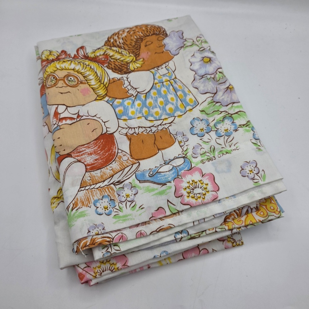 Cabbage Patch Kids Vintage Full Flat Sheet Multi-Color Floral 1983
